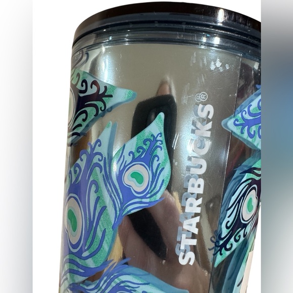 NWT Starbucks 2024Holiday Peacock 24 Oz cold cups Tumbler/ straw top￼ - Picture 2 of 5